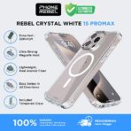 PHONE REBEL Crystal Clear White series for iPhone 15 ProMax