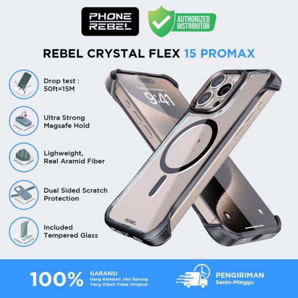 PHONE REBEL Gen5 Magsafe Case Crystal Flex for iPhone 15 ProMax